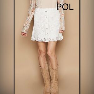 BP31-5🤍POL pretty White Lace Button-Up Skirt w/lining perfect4day2date!